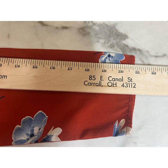 3/$27 Hinge V-Neck Blouse, 3-Quarter Sleeves, Floral in Orange, Small - Picture 8 of 8